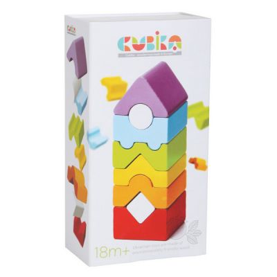 Jucarie Din Lemn Cubika, Set Constructii &quot;Turn&quot; - 8 piese KRT15009