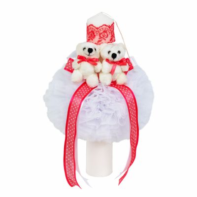Lumanare de botez cu 2 ursuleti si decor Corai Fetite Denikos® 524 NKO2055