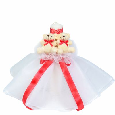 Lumanare botez cu tul decor Corai si ursuleti pentru fetita Denikos® 532 NKO2063