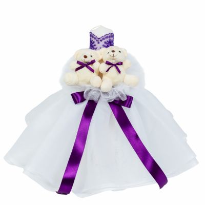 Lumanare botez cu ursulet si tul decor Mov pentru fetite Denikos® 534 NKO2065
