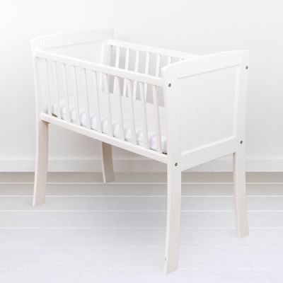 Patut Mic, Co-sleeping Din Lemn, Alb Cu Saltea Cocos Spuma Cocos 90 X 40 X 7 Cm Pjbbedside_white01