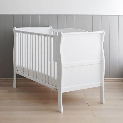 Patut Din Lemn Pentru Bebe, Inaltime Saltea Reglabila, Noble Alb 120x60 Cm Pjbnoble_cot_white