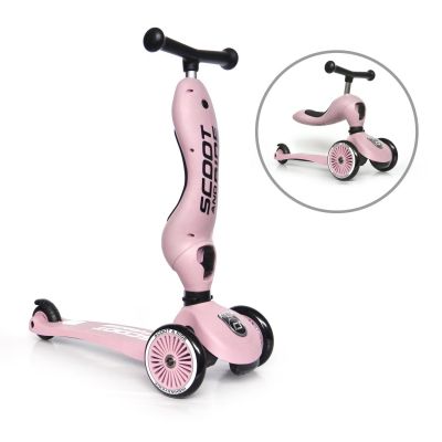 Trotineta Copii Cu Sezut, Transformabila 2in1, Highwaykick 1 Rose, 1-5 Ani, Pana La 50 Kg, Scoot  Ride Pjb96270