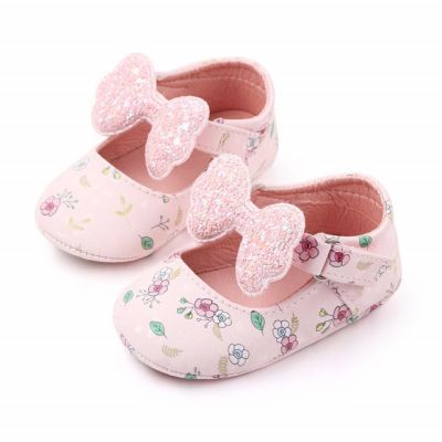 Pantofiori roz cu floricele si fundita LId2362-1-p10