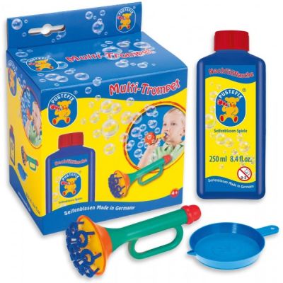 Set baloane de sapun Pustefix trompeta pentru multiple baloane tavita lichid si bidonas cu 250 ml de lichid - SOLPUS869-555