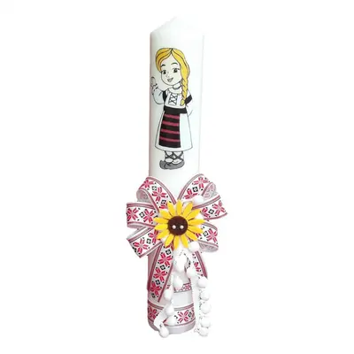 Lumanare botez pentru fetita, decorata traditional, Denikos® 667 NKO3085