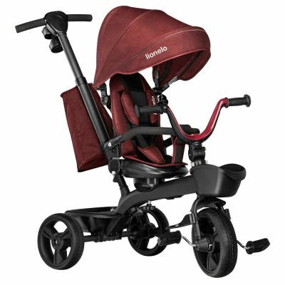 Lionelo - Tricicleta Kori Red Burgundy Suport picioare, Control al directiei, Scaun reversibil, Rotire 360 grade, Pliabila BYNLO-KORI_RED_BURGUNDY