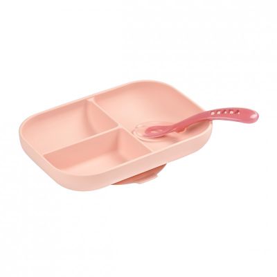Set de masa silicon Beaba 2 piese - Roz ERFB913456