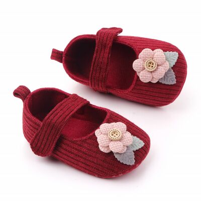Pantofiori visinii cu floricica roz aplicata - MDD2461-2-p13.3-6 luni (Marimea 18 incaltaminte)