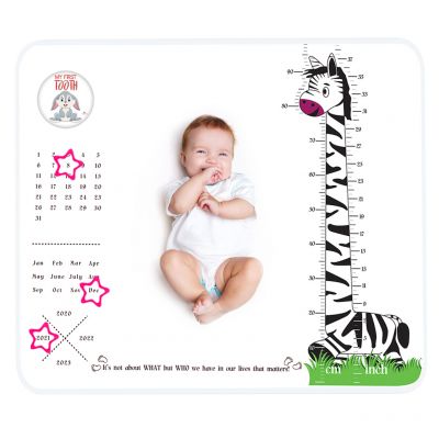 Paturica Foto Bebelusi - Baby Milestone Blanket design Long Neck Zebra cu 20 Stickere My First