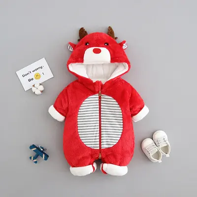 Combinezon plusat rosu - Red reindeer MD607-1