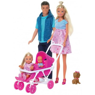 Set simba steffi love welcom surprise family papusa steffy 29 cm, papusa kevin 29 cm, papusa evi 12 cm si accesorii hubs105733426