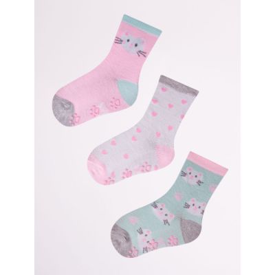 Set de trei perechi de sosete antiderapante pentru fetite - Modele Diverse SKC-3PAK-ABS-G.Marimea 23