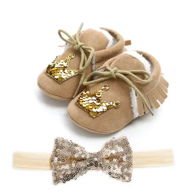 Pantofiori imblaniti maro cu bentita asortata MDYM30-2-p17