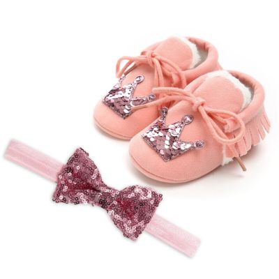 Pantofiori imblaniti roz cu bentita asortata MDYM30-3-p30