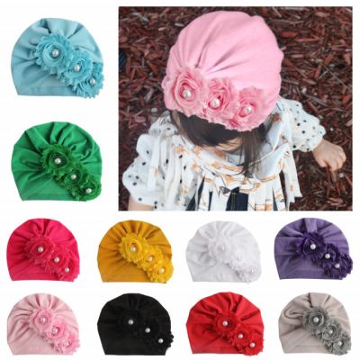 Caciulita tip turban cu floricele cu perlute MDx-19057-CT4