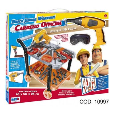 Set scule si bormasina cu acumulator actionata manual RS Toys 45 piese - SOLRS10997