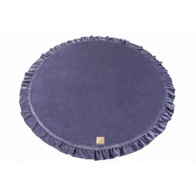 Saltea Rotunda Pentru Joaca Din Spuma, Catifea Blue Cu Volanas, Diametru 100 Cm Pjbmata023