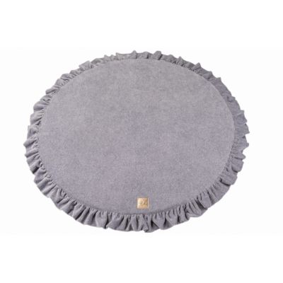 Saltea Rotunda Pentru Joaca Din Spuma, Catifea Gri Cu Volanas, Diametru 100 Cm Pjbmata022
