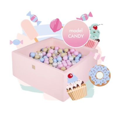 Piscina Uscata Cu 300 De Bile (babyblue, Bej, Alb Perlat, Roz Pastel) Meowbaby  , Candy, 90x90x40 Cm, Roz Pjbzkcandy001