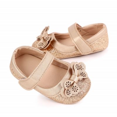 Pantofiori aurii cu sclipici si fundita LID2490-1-p01(sa30)