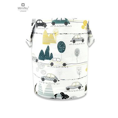 MimiNu - Cos rotund pentru depozitare jucarii, 35x50 cm, Childrens Journey Grey BYN6426972005296
