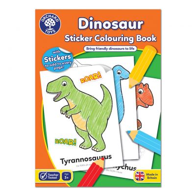 Carte de colorat cu activitati in limba engleza si abtibilduri Dinozaur DINOSAUR - ORCB09