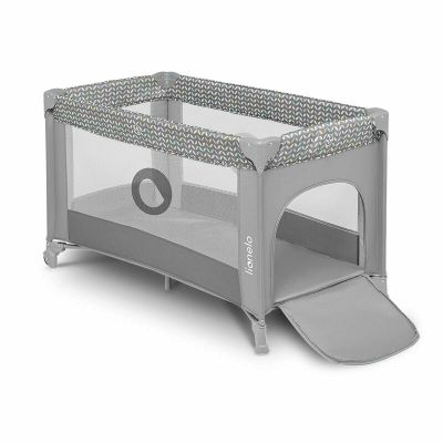 Lionelo - Patut pliant cu un nivel Stefi Concrete din Metal, Poliester, 120x60 cm, Gri BYNLO-STEFI_GREY_MULTICOLOR