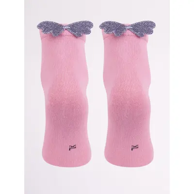 Sosete roz pudra pentru fetite - Aripioare sclipitoare SK-69-2