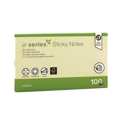 Notite adezive, A-Series, 125 x 75 mm, galben, 100 file - BPTCAY000801