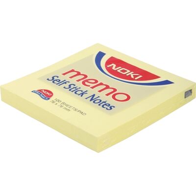 Notite adezive, Noki, 75 x 75 mm, galben, 100 file/set - BPTCDY000242