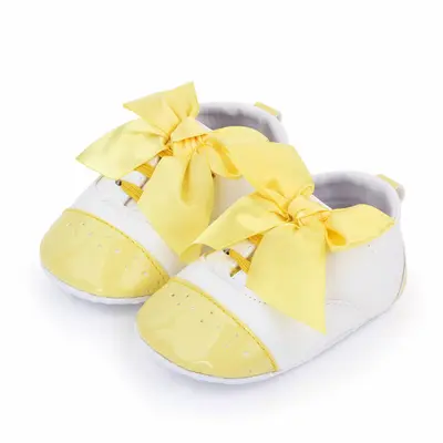 Pantofiori albi cu fundita galbena MDd2504-3-p01