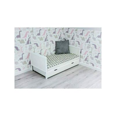Qmini - Patut din lemn Julia 120x60 cm, multifunctional, cu sertar, Alb BYN6426972005517