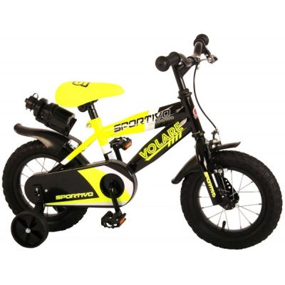 Bicicleta copii Volare Sportivo Galben Neon 12 inch cu 2 frane de mana si sticla apa - SOLVOL2034