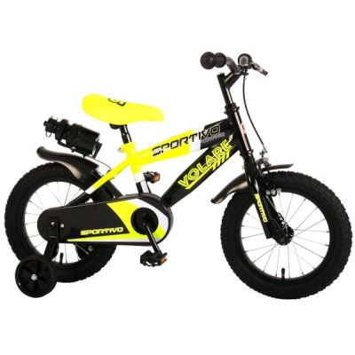 Bicicleta copii Volare Sportivo Galben Neon 14 inch cu frana de mana si sticla apa - SOLVOL2044