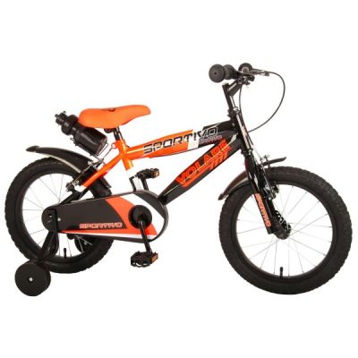 Bicicleta copii Volare Sportivo Portocalie 16 inch cu 2 frane de mana si sticla apa - SOLVOL2063