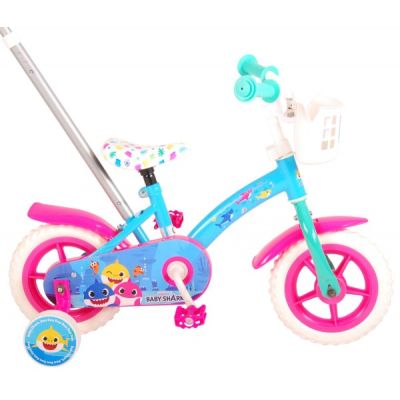 Bicicleta pentru copii Volare Baby Shark 10 inch cu maner parental si roti ajutatoare - SOLVOL21052