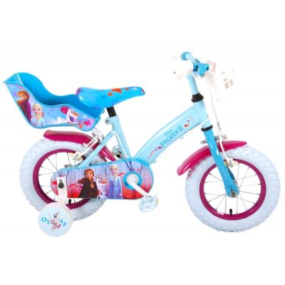 Bicicleta pentru fete 12 inch cu scaun pentru papusi roti ajutatoare si cosulet Frozen 2 cu 2 frane de mana - SOLVOL91250-CH-IT