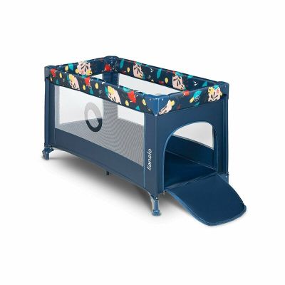 Lionelo - Patut pliant cu un nivel Stefi Navy din Metal, Poliester, 120x60 cm, Albastru BYNLO-STEFI_BLUE_NAVY
