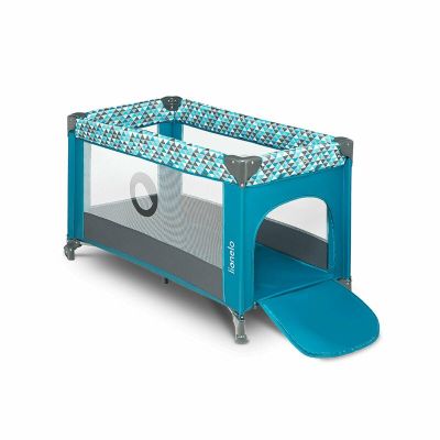 Lionelo - Patut pliant cu un nivel Stefi din Metal, Poliester, 120x60 cm, Turquoise BYNLO-STEFI_GREEN_TURQUOISE