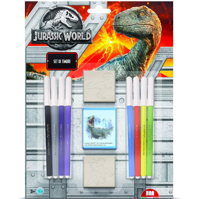 Set pictura 11 piese, 2 stampile, tus si 8 carioci Jurassic World Multiprint MP26975 BBJMP26975_Initiala