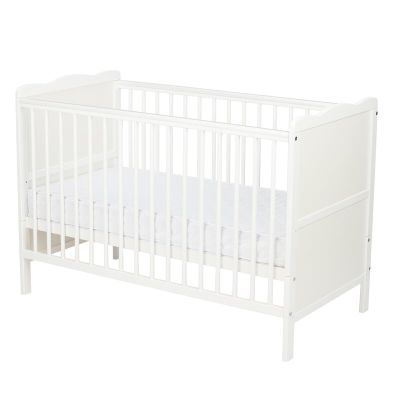 Qmini - Patut din lemn Julia 120x60 cm, multifunctional, Alb + Saltea 8 cm BYNQM_JUL8CM01AL