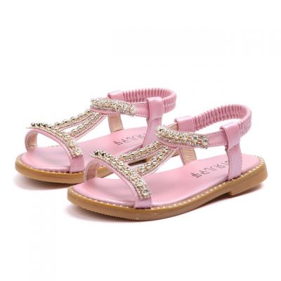 Sandale roz sidefat cu strasuri LIYY-316-2-DE5