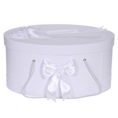 Cutie trusou de botez unisex dantela alba diafana si fundite asortate Denikos® 817 NKO5246