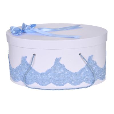 Cutie trusou botez dantela bleu eleganta si o fundita asortata baietel Denikos® 824 NKO5253