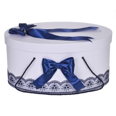 Cutie trusou botez dantela bleumarin si fundite asortate pentru fete Denikos® 814 NKO5243