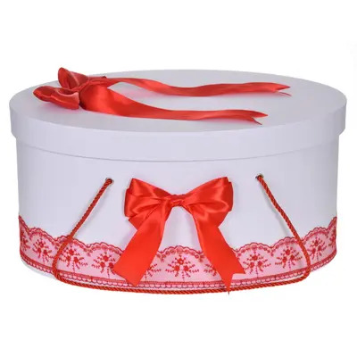 Cutie trusou botez Fata dantela rosie si fundite asortate, Denikos&reg; 816 NKO5245