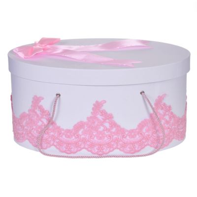 Cutie trusou botez dantela roz eleganta si o fundita asortata fete Denikos® 825 NKO5254