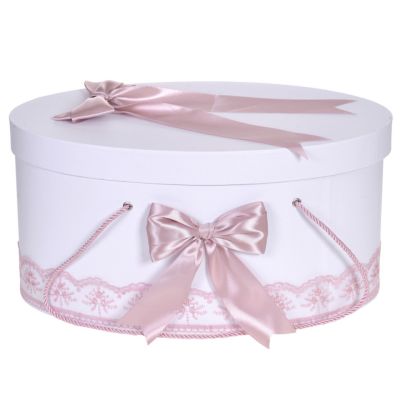 Cutie trusou botez dantela roz pudra si fundite asortate Fetita Denikos® 812 NKO5241