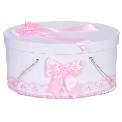 Cutie trusou botez fata cu dantela roz si fundite asortate Denikos&reg; 811 NKO5240